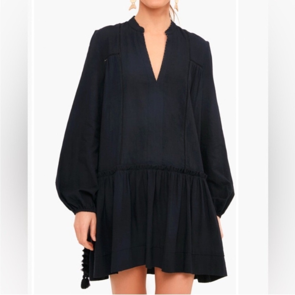 Pomander Place Tuckernuck Black Ophelia Beaded V-Neck Tassel Cover Up Dress S